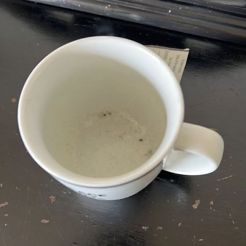 Williams Sonoma Gold “Peace Joy Love” Mug